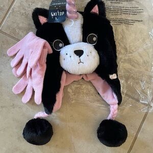 Fuzzy hat and mitten set.